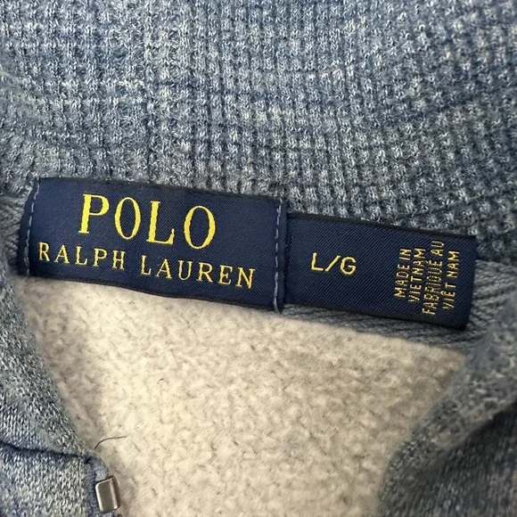 polo Ralph Lauren mens hoodie full zip blue jacket size large pony embroidered - Picture 4 of 12